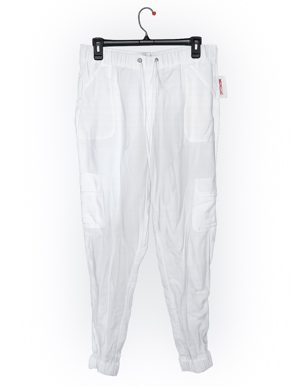 Nicole Miller | White Linen Cargo Jogger Pants